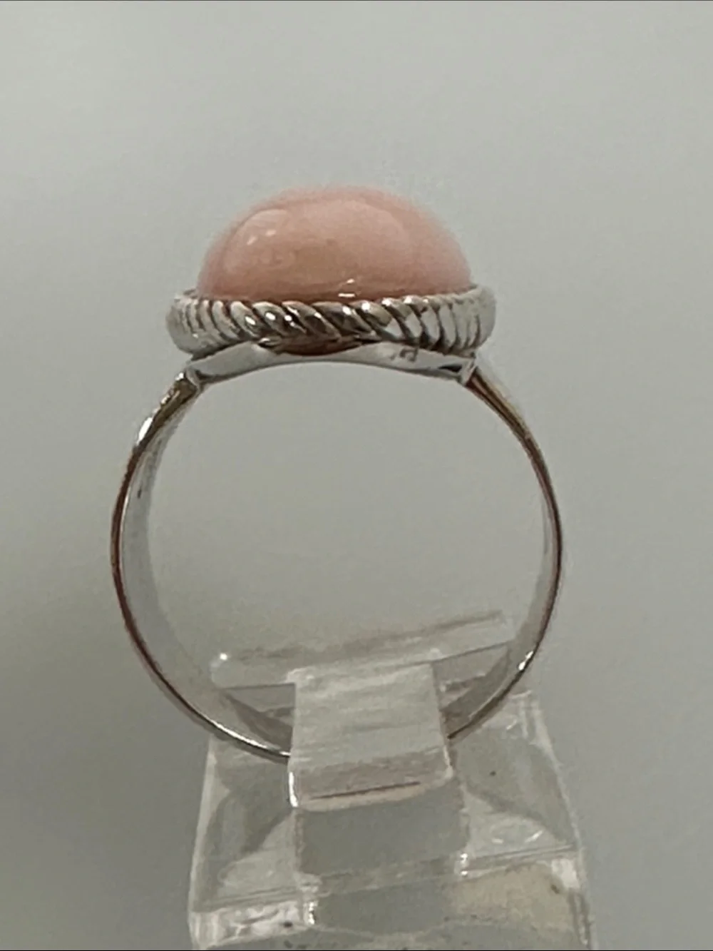 Sterling Silver Pink Oval Stone Statement Ring